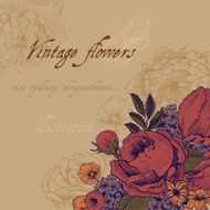Vintage romantic background with lush flowers