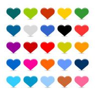 Heart sign color icon web internet button shadow