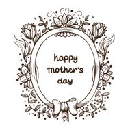 Floral frame with ribbon and bow