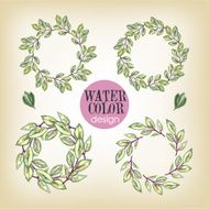 Watercolor Set of Four Rose Whreaths Trendy Design N2