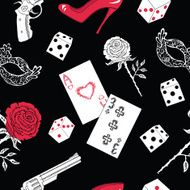 Seamless background with romantic mafia objects