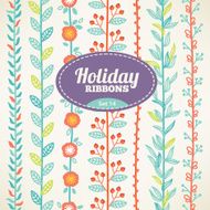 Set of holiday ribbons Floral garlands