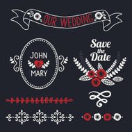 Wedding graphic set Ribbons frames dividers wreathes and labels N2