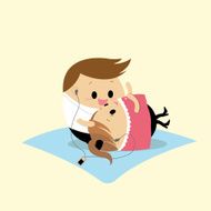 Vector of Happy couple Listening to Music while picnic N2