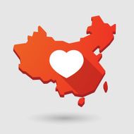 China map icon with a heart
