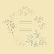 Postcard with cute naive autumn flowers and leaves In pastel