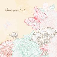 Card with peony and butterfly N3