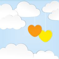 Paper clouds with hearts
