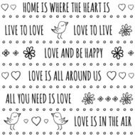 Love quotes vector seamless pattern in black and white N2