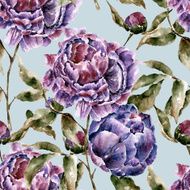 Seamless pattern with flowers Watercolor illustration N52