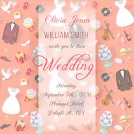 Wedding Invitation Card with Blurred Pattern N2