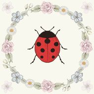 Floral frame and ladybird