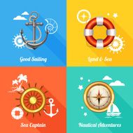 Nautical design concept 4 flat icons