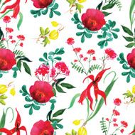Roses and flowers watercolor seamless vector print