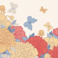 Card with peony and butterfly N4