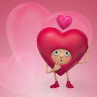 Valentine&#039;s Day heart cartoon character thinking
