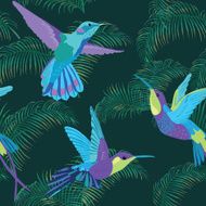 Hummingbird Background - Retro seamless pattern in vector N2