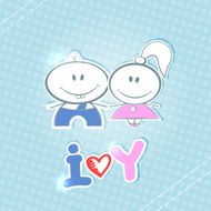 Little boy and girl on a blue background N2