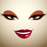 Coquette glad smiling woman eyes and lips stylish makeup N4