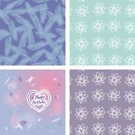 Happy birthday card heart pink purple and abstract seamless pattern N2