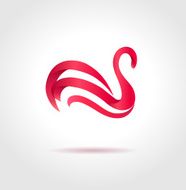 Pink swan on gray background