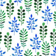 watercolor green and blue sprigs