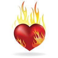 Heart love in fire icon tattoo