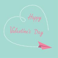 Flying paper plane Dash heart in the sky Valentines Day N2