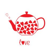 Love teapot with hearts Valentines card