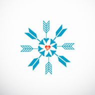 abstract blue arrow with red heart pattern for design