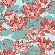 Lotus flowers in seamless pattern N4