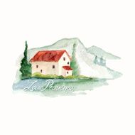 vector watercolor provence old house N3