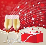 Valentine&#039;s day card with champagne glasses
