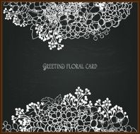 Floral chalk drawing on blackboard N9