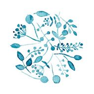 hand drawn watercolor lbue floral background Eps10