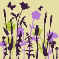 Silhouettes of flowers and grass N10
