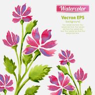 Watercolor flowers invitation pattern with ribbon N2