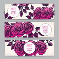 three beautiful card with roses