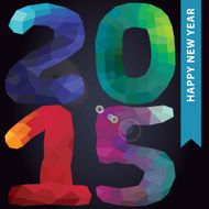 New year 2015 Multicolor polygons numbers in square