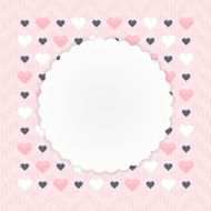Greeting card with hearts over pink