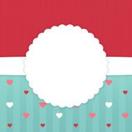Red and blue stripped card template with hearts
