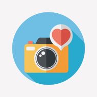 Valentine's Day photo camera flat icon with long shadow eps10 N21