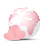 Pink Globe and hearts N2