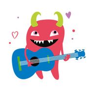 Red monster guitarist character