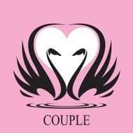 couple couple of swan and heart icon couple in love