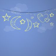 Night stars and moon
