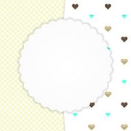 Yellow greeting card with hearts