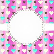 Pink greeting card template with hearts