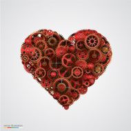 Heart made of metal cogwheel