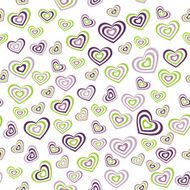 Seamless pattern heart green purple on white background Valentine&#039;s Day